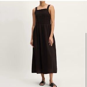 NEW Everlane Midi Smock Dress Black XS